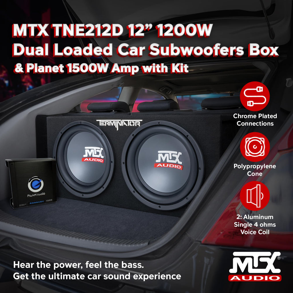 Dual 12" Subwoofers Loaded Enclosure with Amp & Wiring Kit H740181