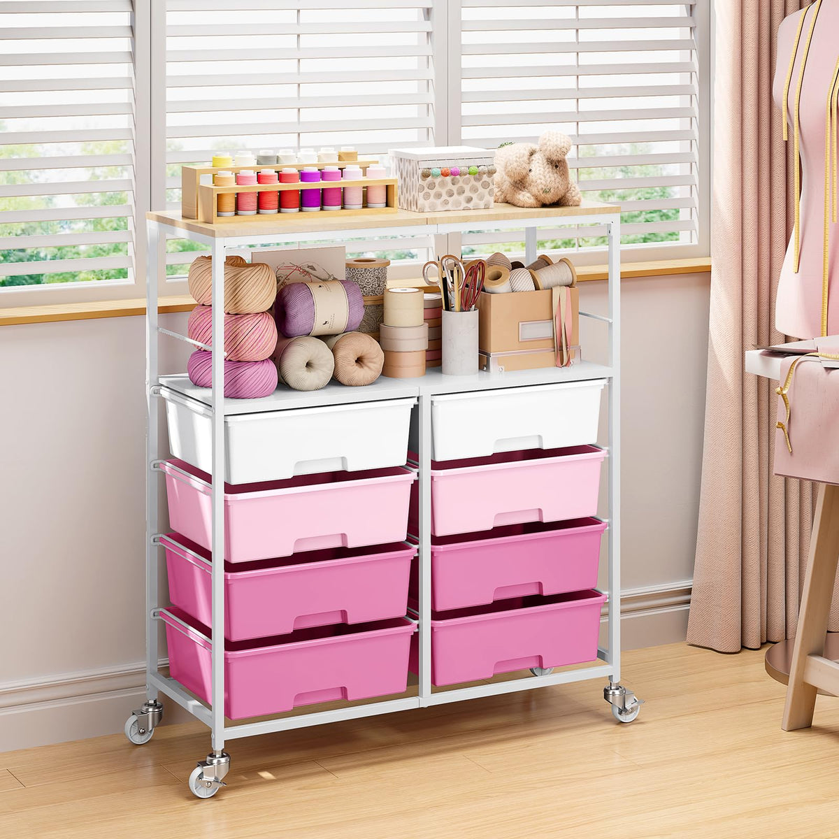 Rolling Storage Cart with 8 Drawers H428