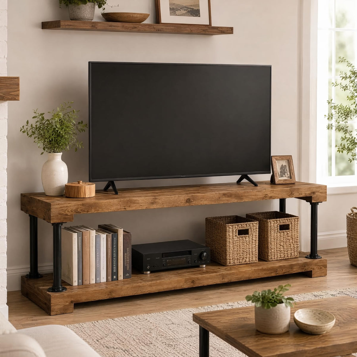 Solid Wood TV Stand for 75-Inch TV O6889