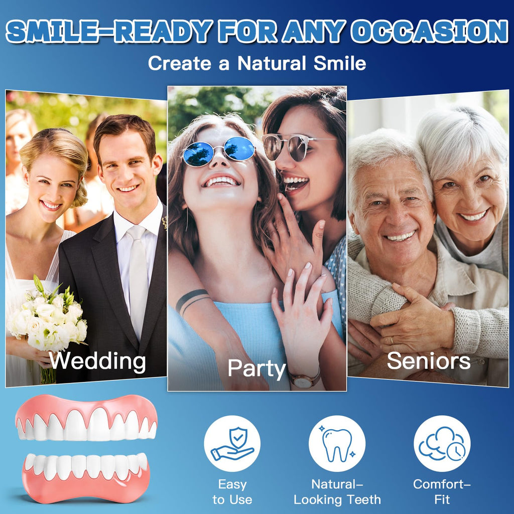 Moldable False Teeth Dentures Set with Dental Adhesive Beads S375