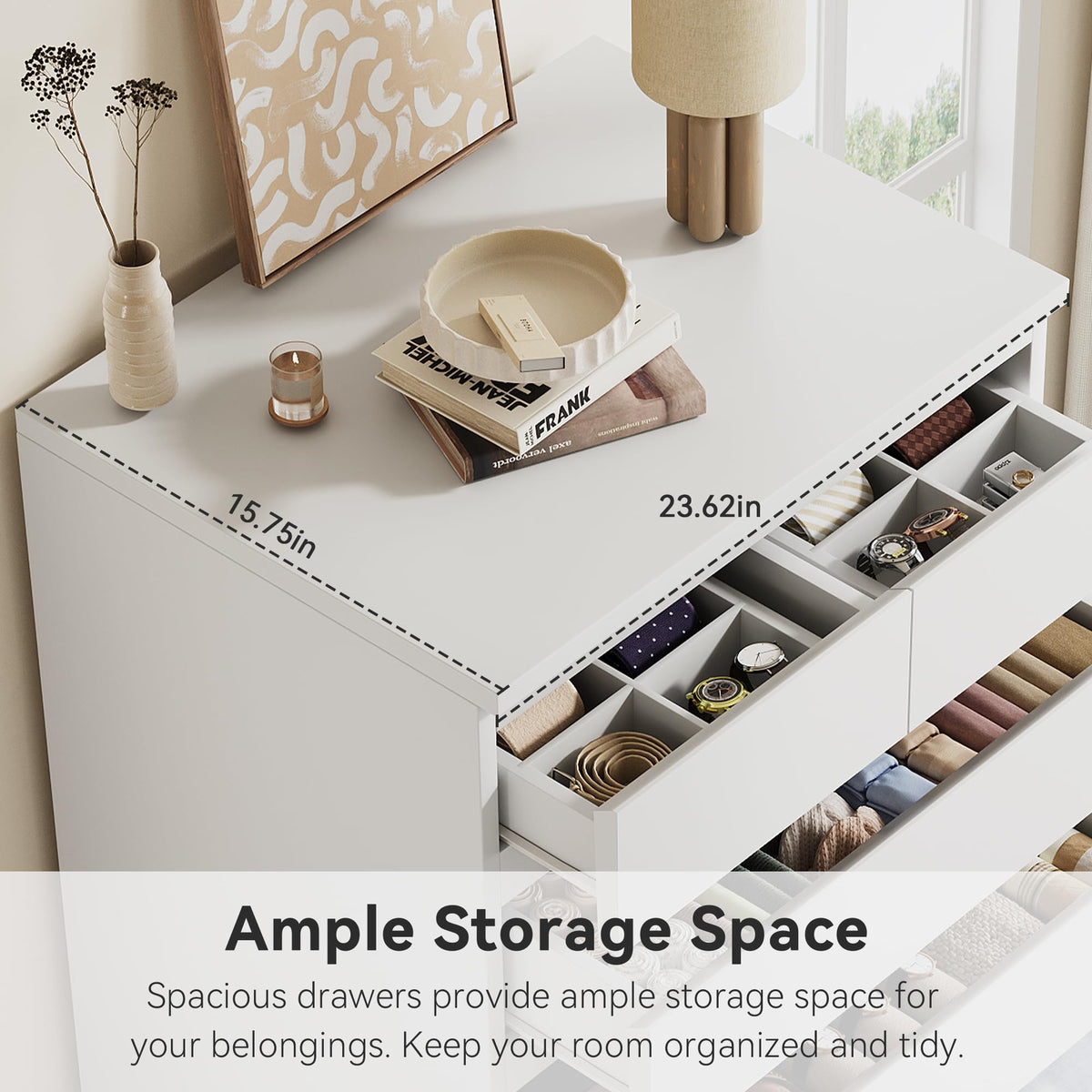 White Tall 7 Drawer Wood Dresser E302