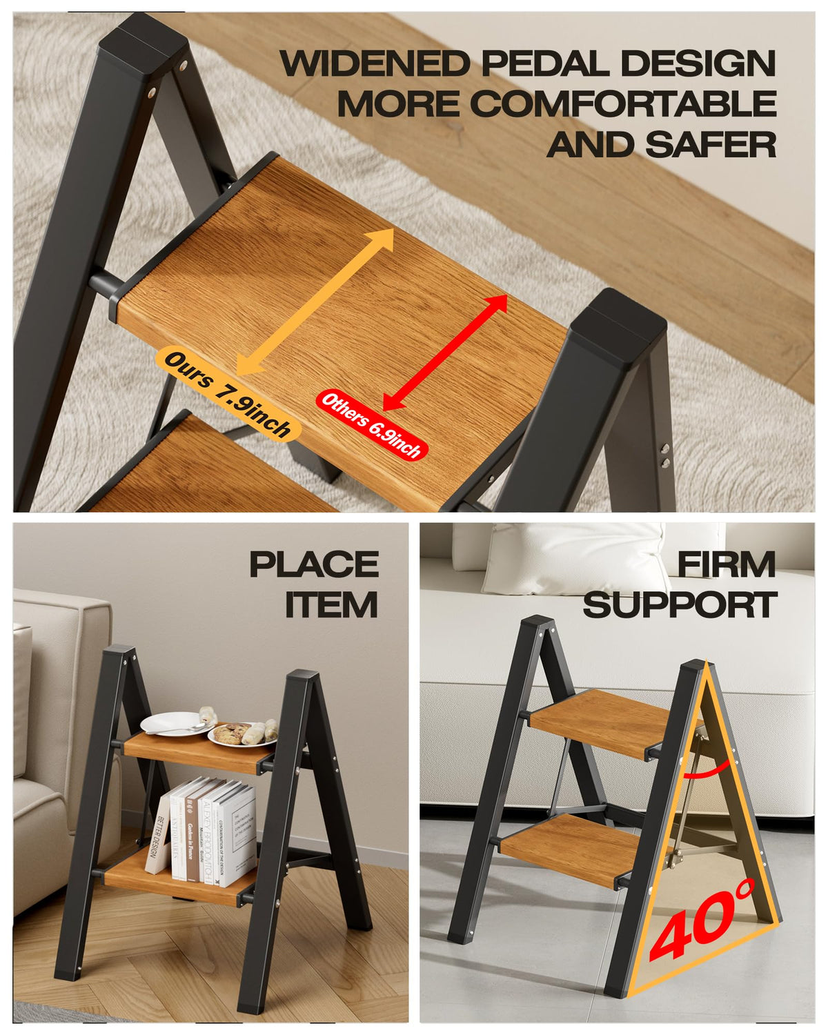 Foldable Aluminum 2 Step Stool Q166