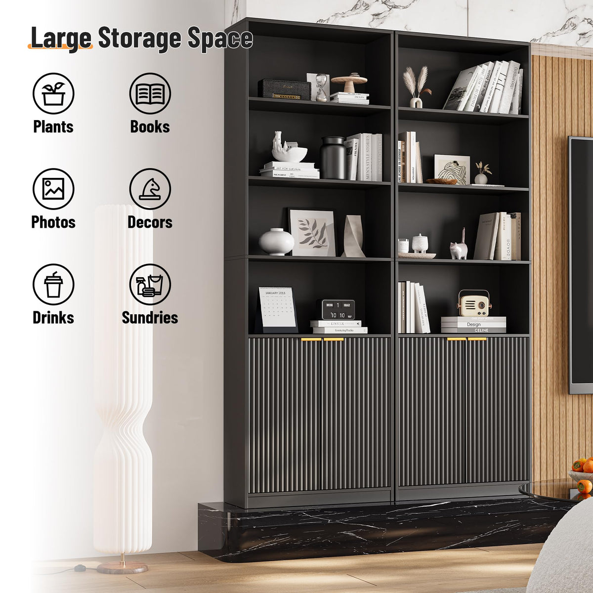 69" Tall 6 Shelf Bookcase with Doors W79546