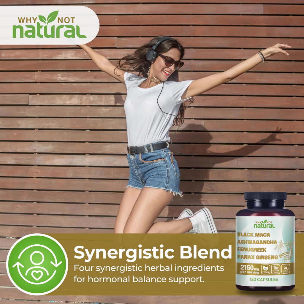 Organic Black Maca Root Ashwagandha Fenugreek Panax Ginseng Capsules Z535