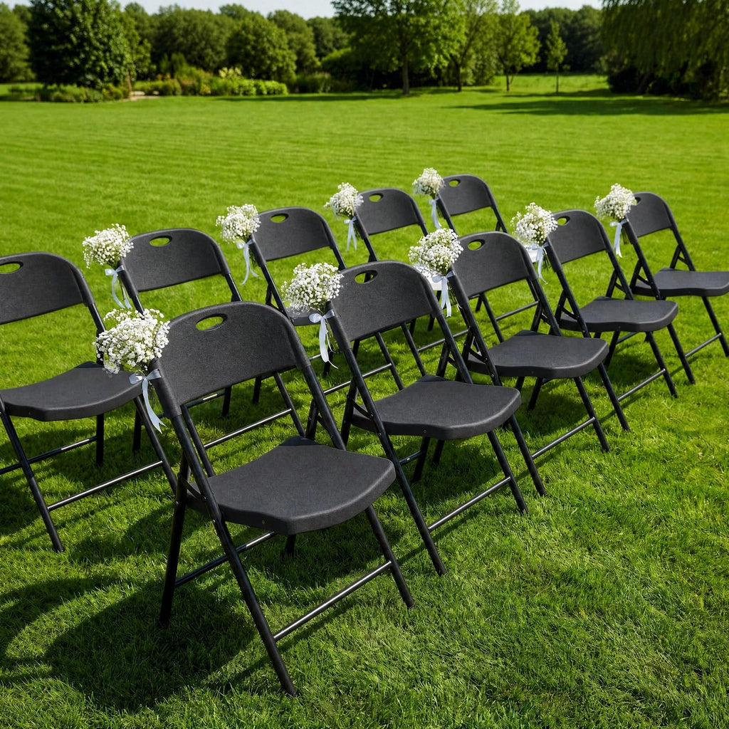 Black Plastic Folding Chair with Steel Frame C757