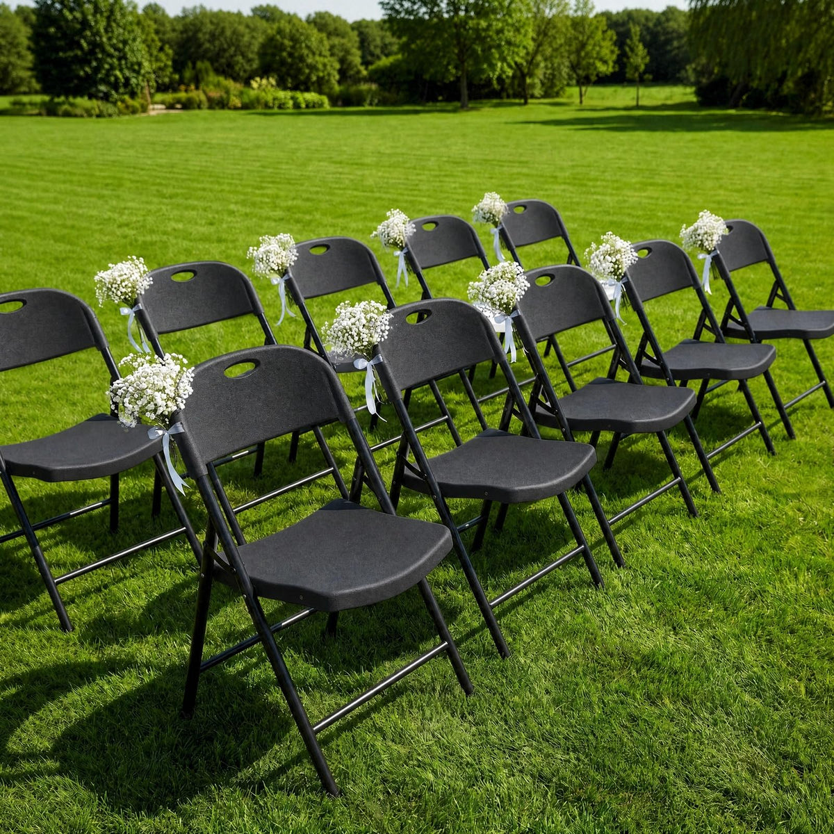Black Plastic Folding Chair with Steel Frame C757