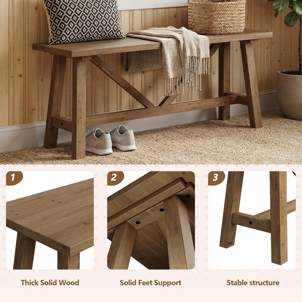43" Solid Wood Bench H281