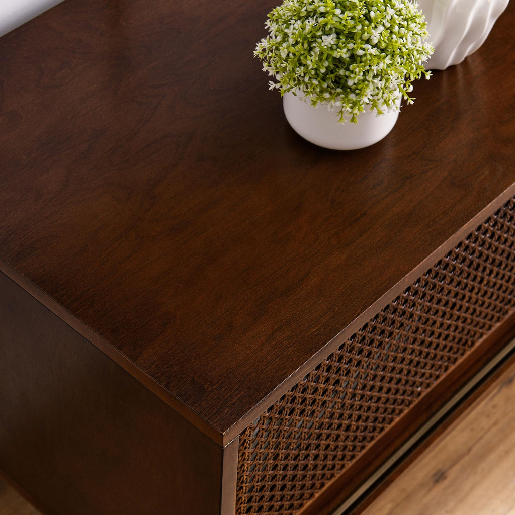 Rattan TV Stand for 65 Inch TV with Sliding Barn Door C22826