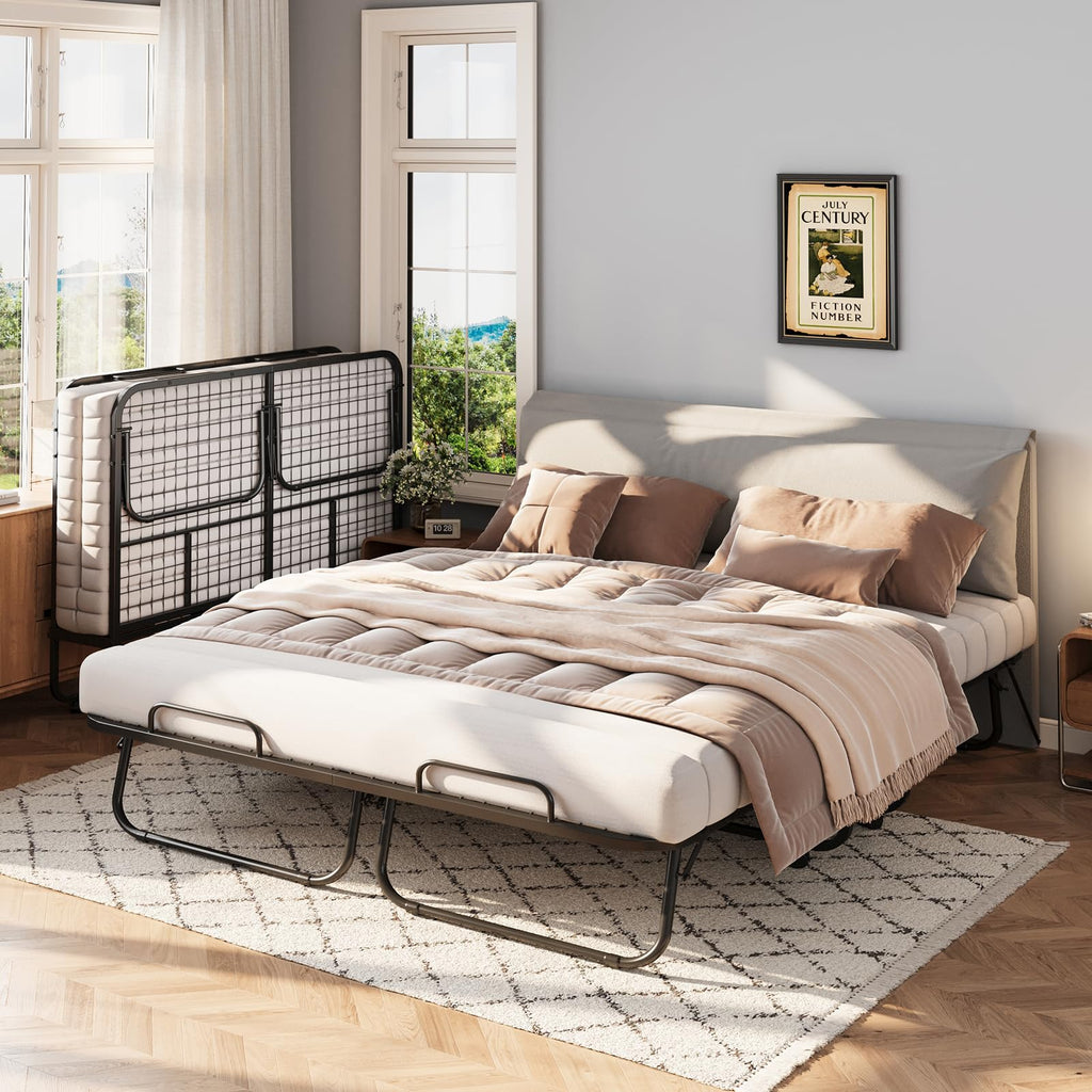 Queen Size Folding Bed with Memory Mattress and Headboard C388