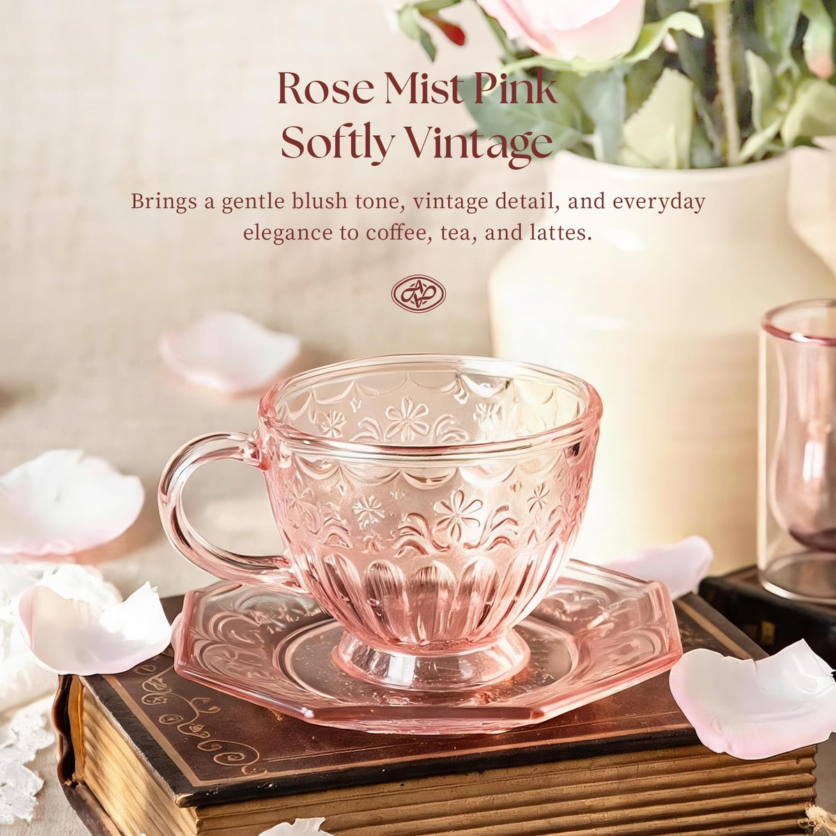 Glass Tea Cup and Saucer Set, 12 oz N5112