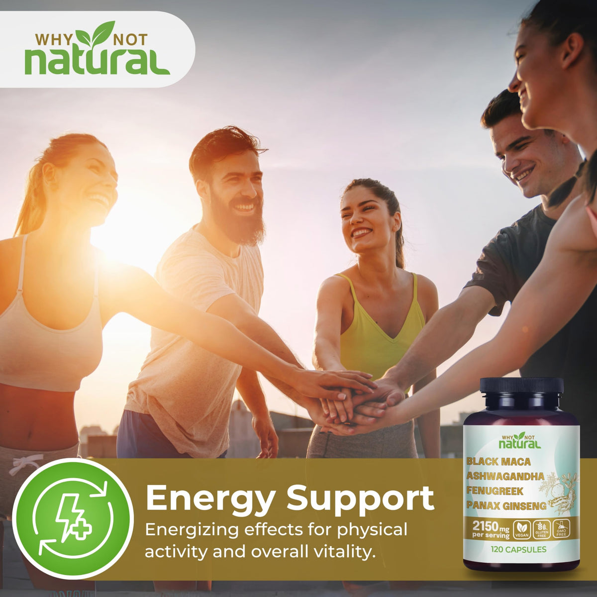 Organic Black Maca Root Ashwagandha Fenugreek Panax Ginseng Capsules Z535