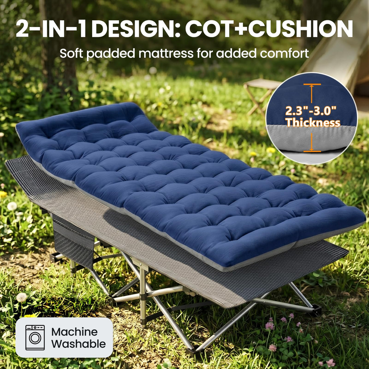 Folding Camping Cot with Mattress, 2 Pack F5749