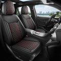 Black and Red Thick Nappa Leather Car Seat Covers Set of 2 Q4329