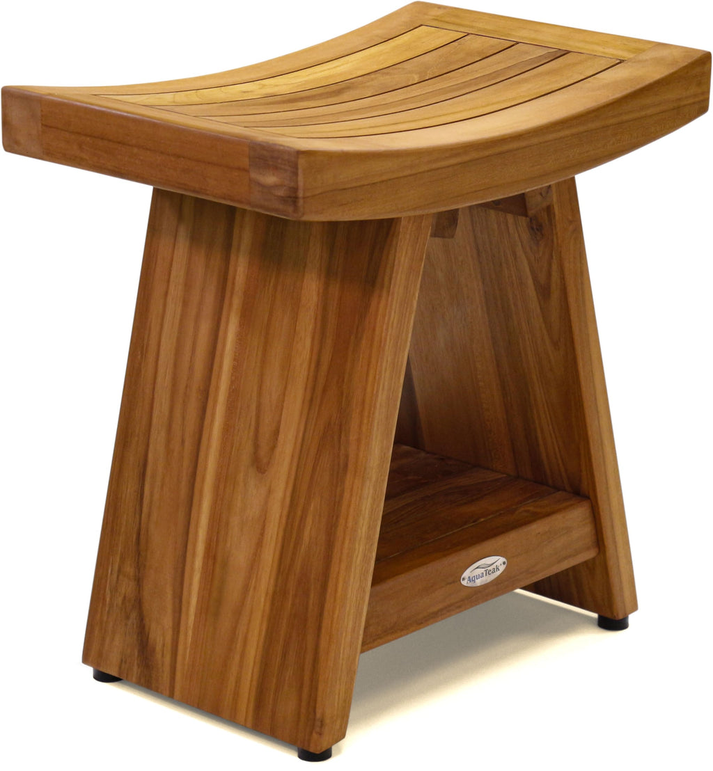 18" Teak Shower Bench with Shelf W14506