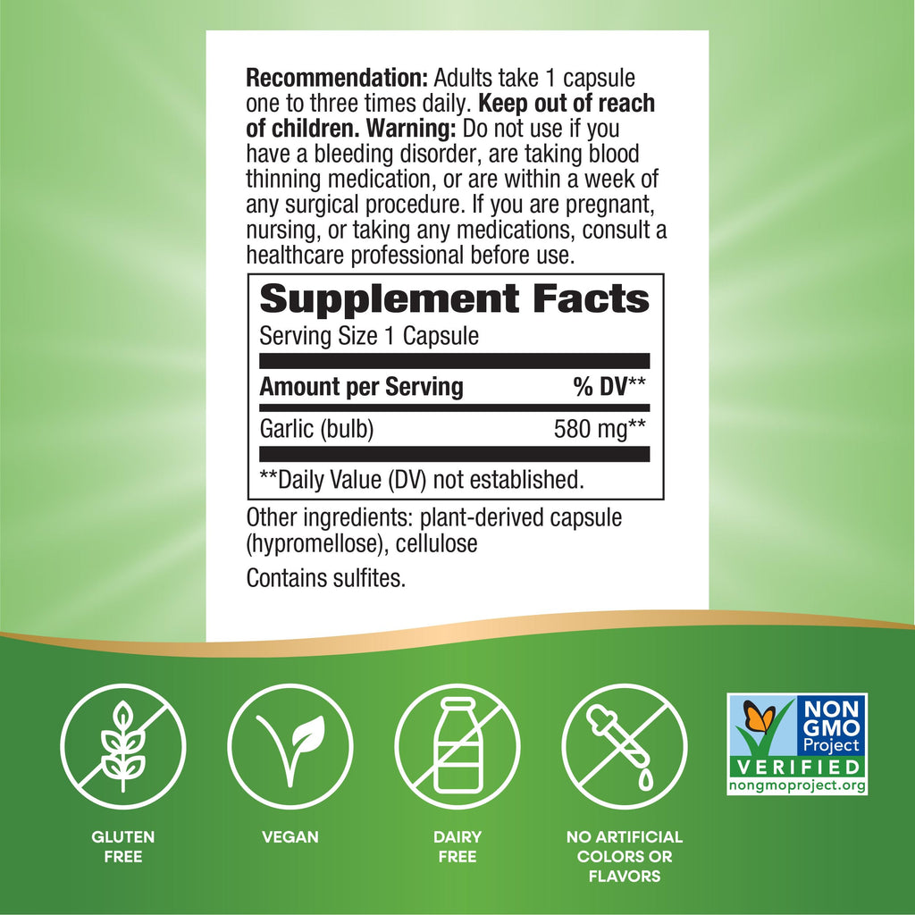 Garlic Bulb Capsules 580mg 100 ct W1037
