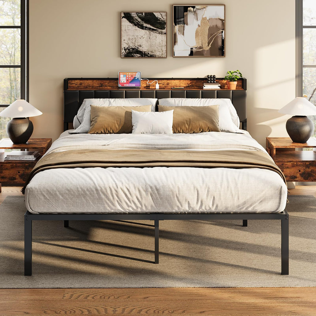 Queen Bed Frame with Upholstered Headboard X90568