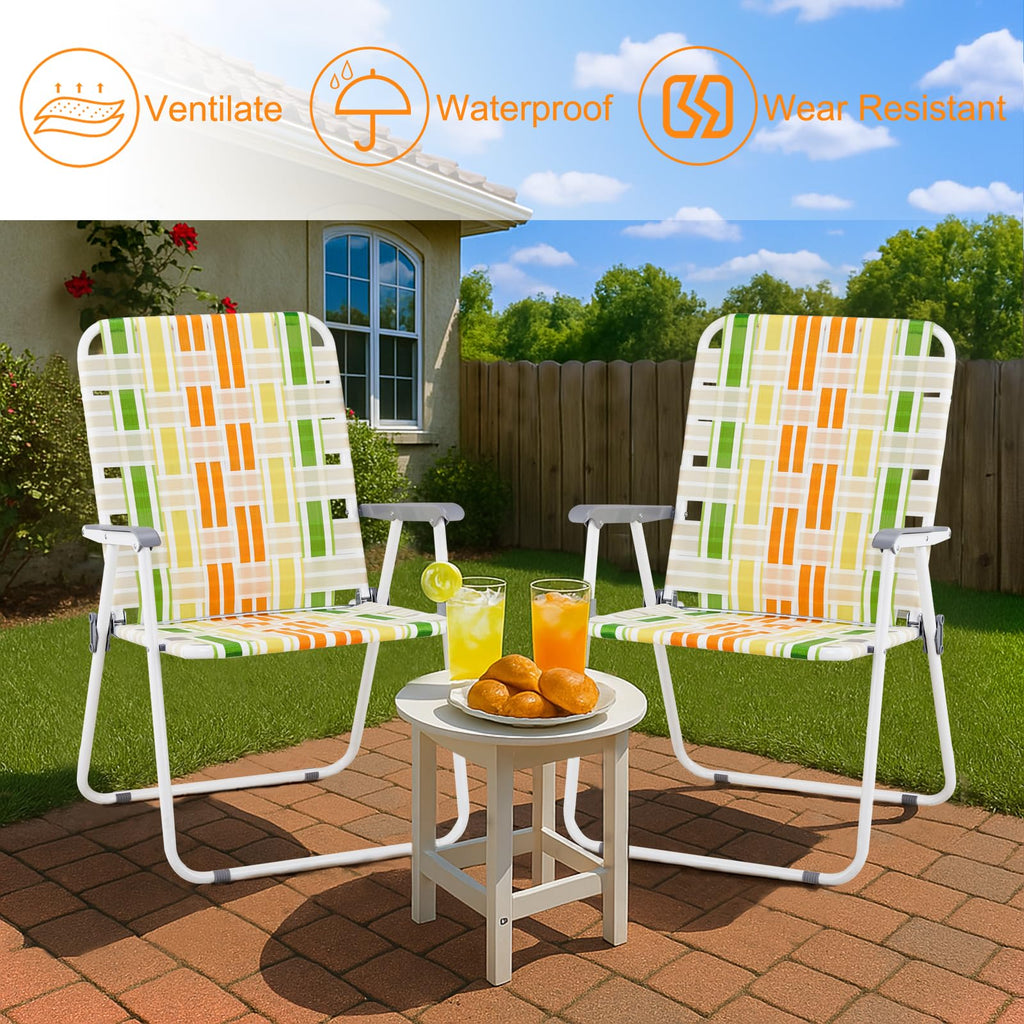 Webbed Lawn Chairs Set of 2 Lightweight X313