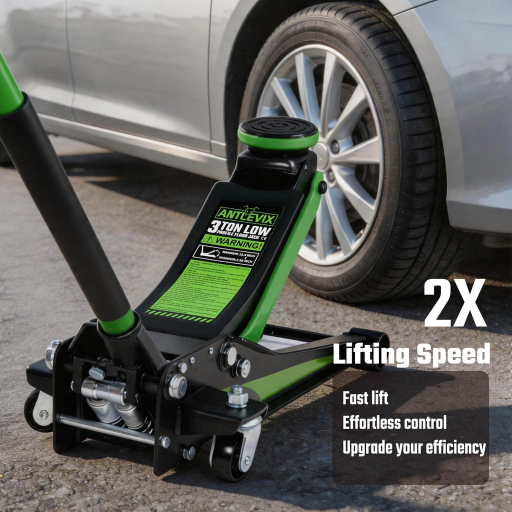 Heavy-Duty 3-Ton Low Profile Hydraulic Floor Jack Steel Dual Piston Pump V10254