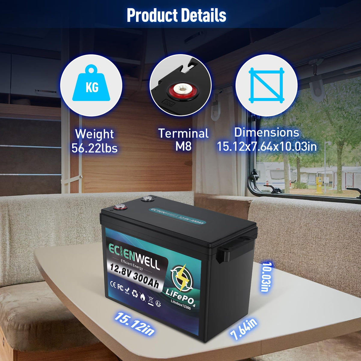 12V 1200Ah Lithium LiFePO4 Battery 4 Pack with 200A BMS K826