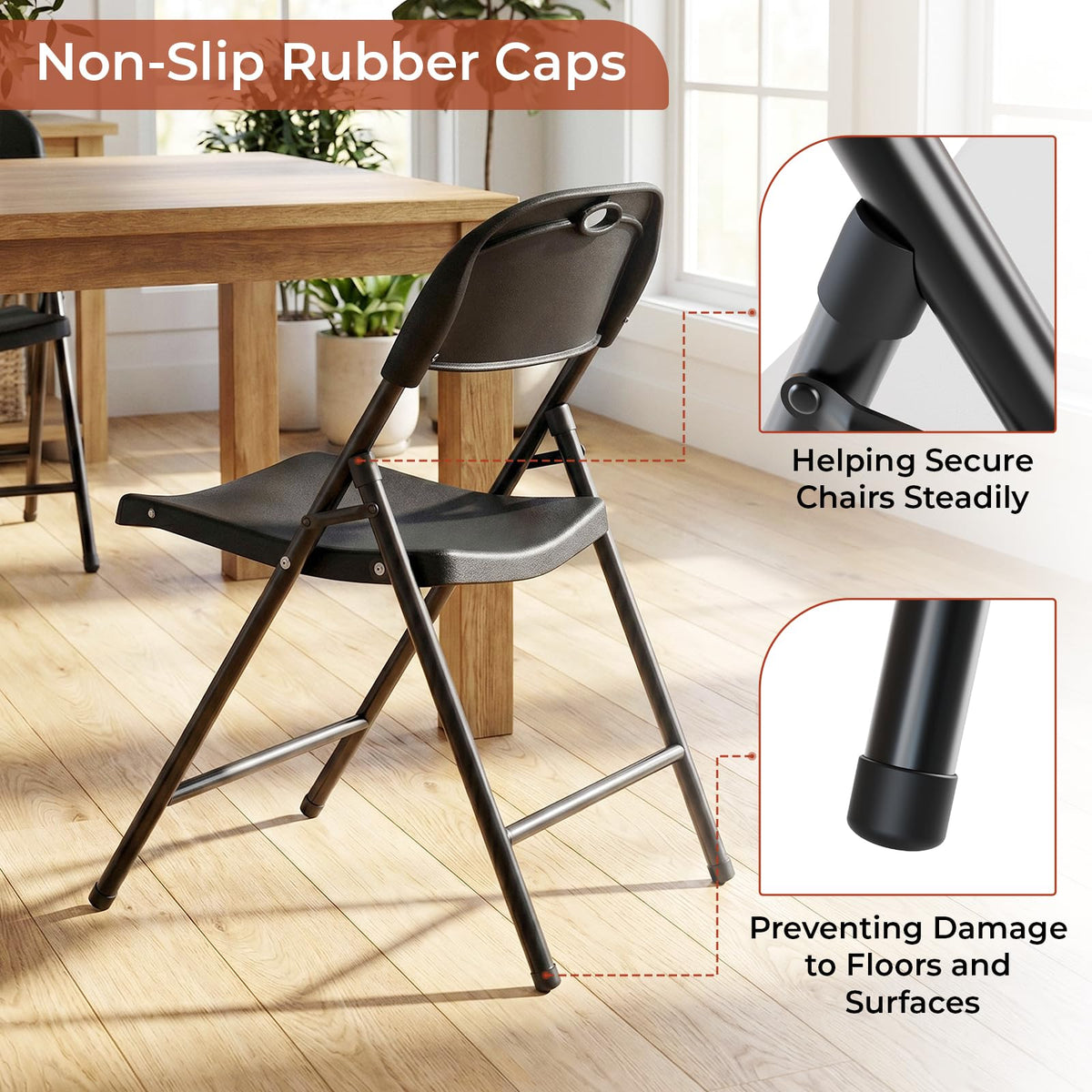 Black Plastic Folding Chair with Steel Frame C757