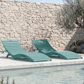 Blue HDPE Pool Chaise Lounge Chairs with Cup Holder, Set of 2 V553403