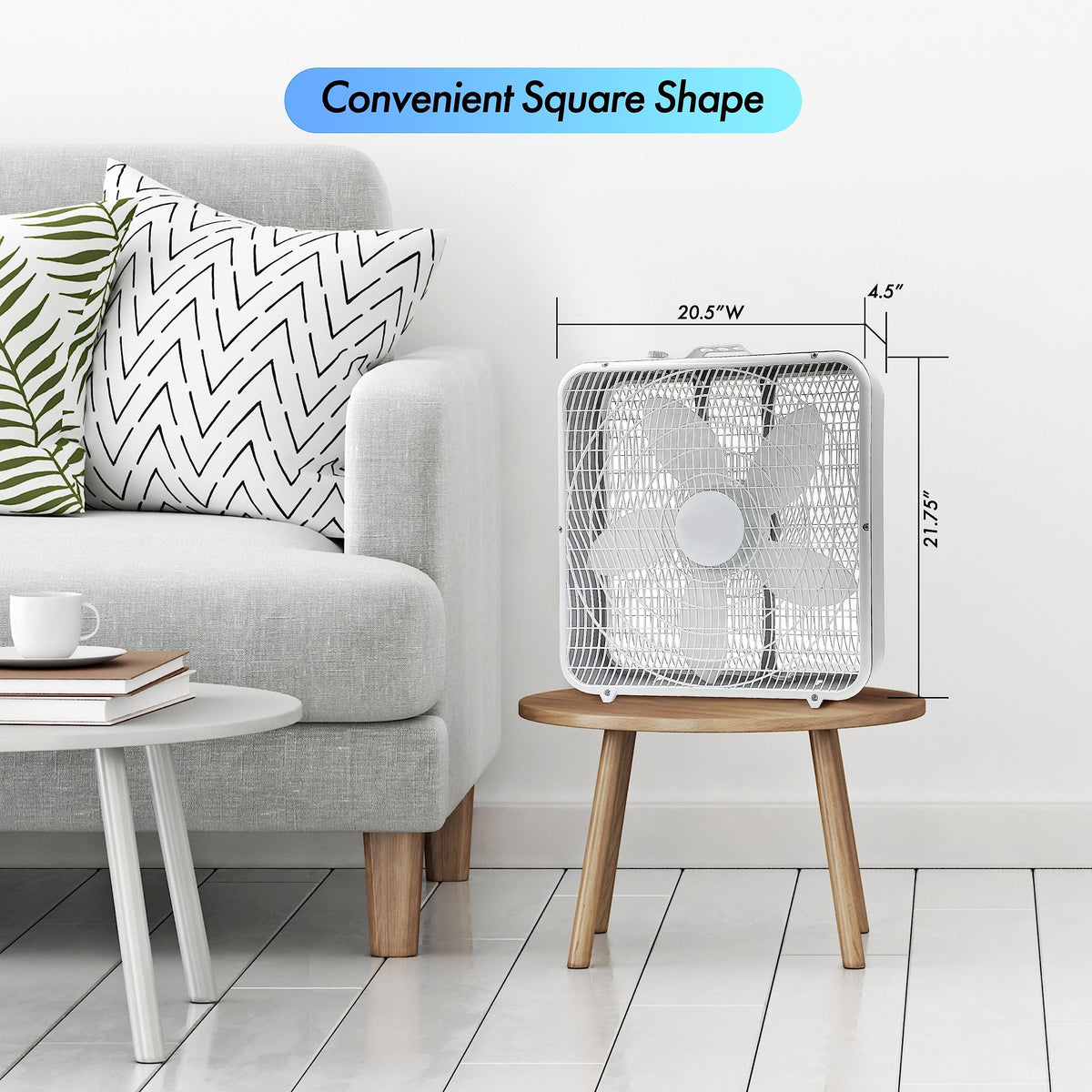 20-Inch Portable Box Fan with 3-Speed Control White T609