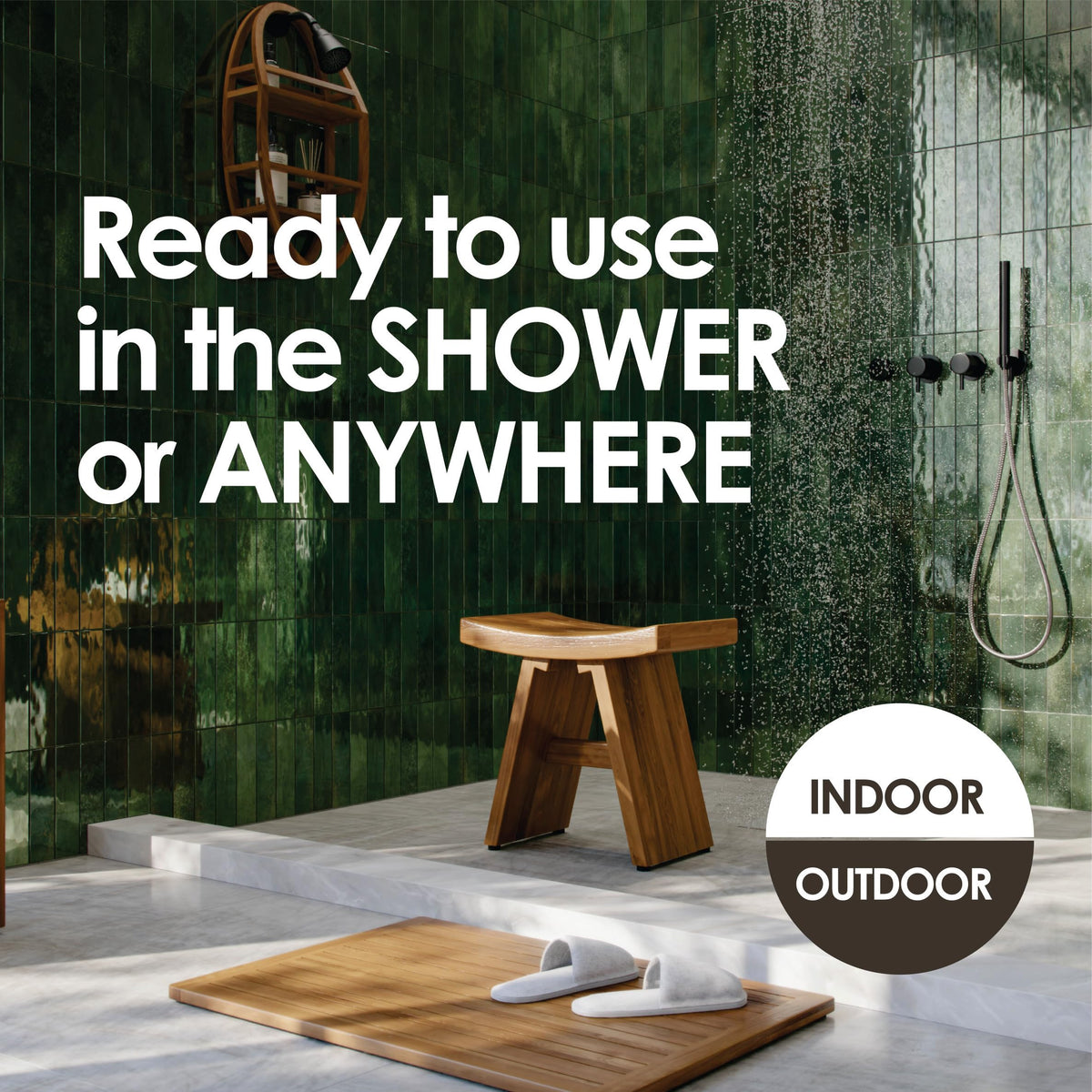 18" Teak Shower Bench with Shelf W14506