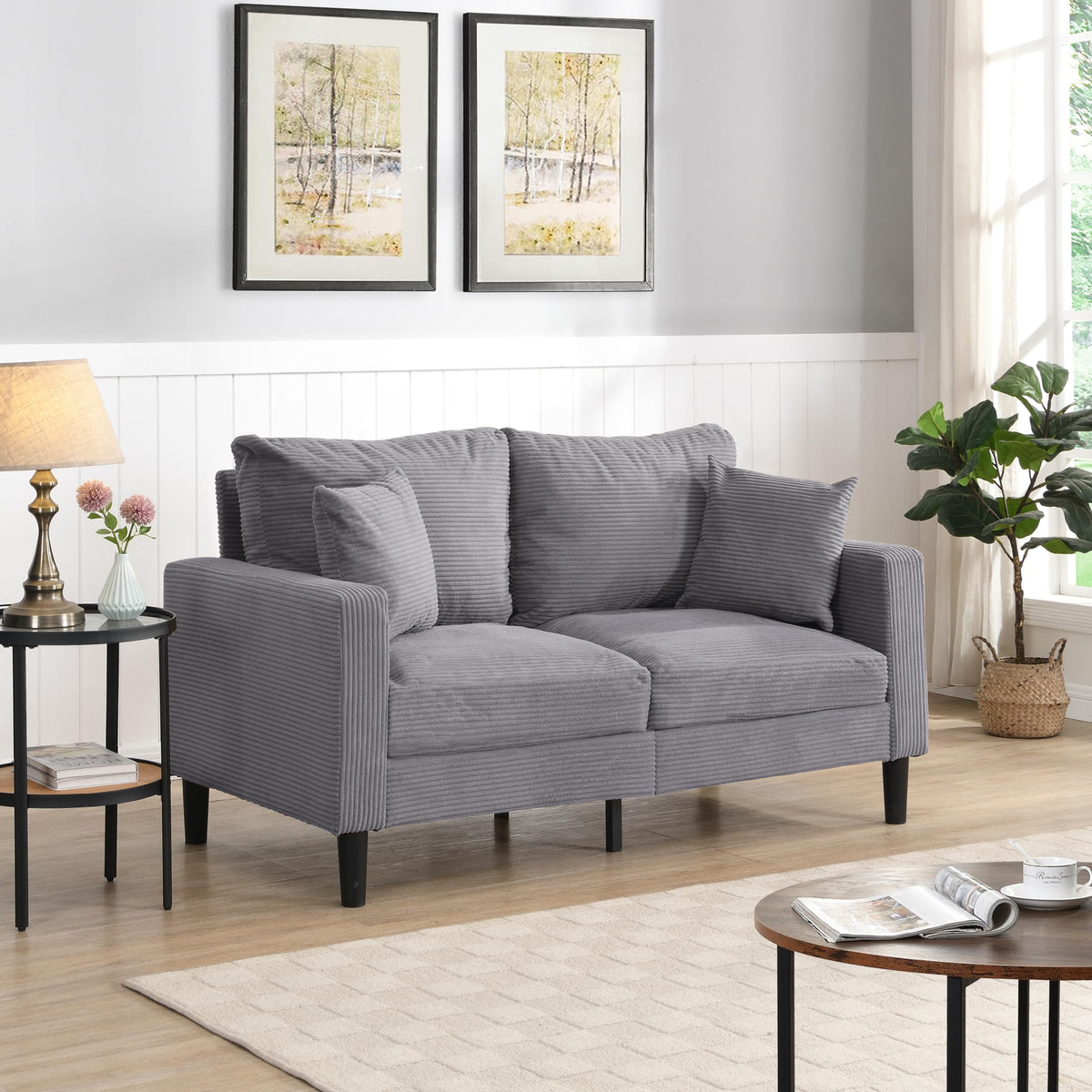 Light Gray Upholstered 2 Seat Loveseat Sofa J536897