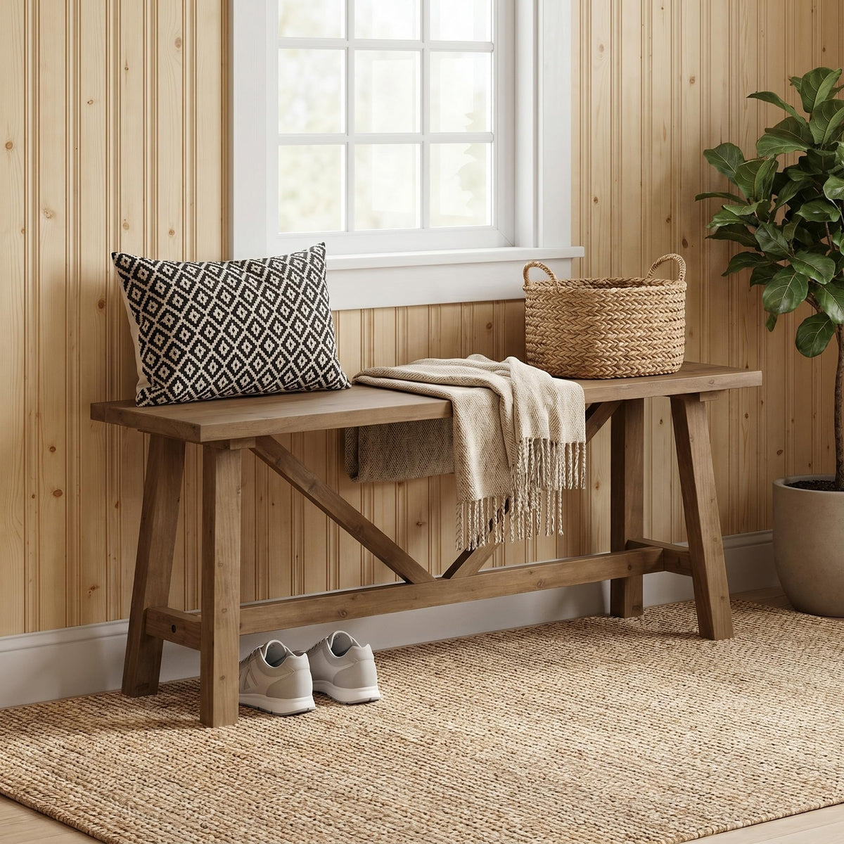 43" Solid Wood Bench H281