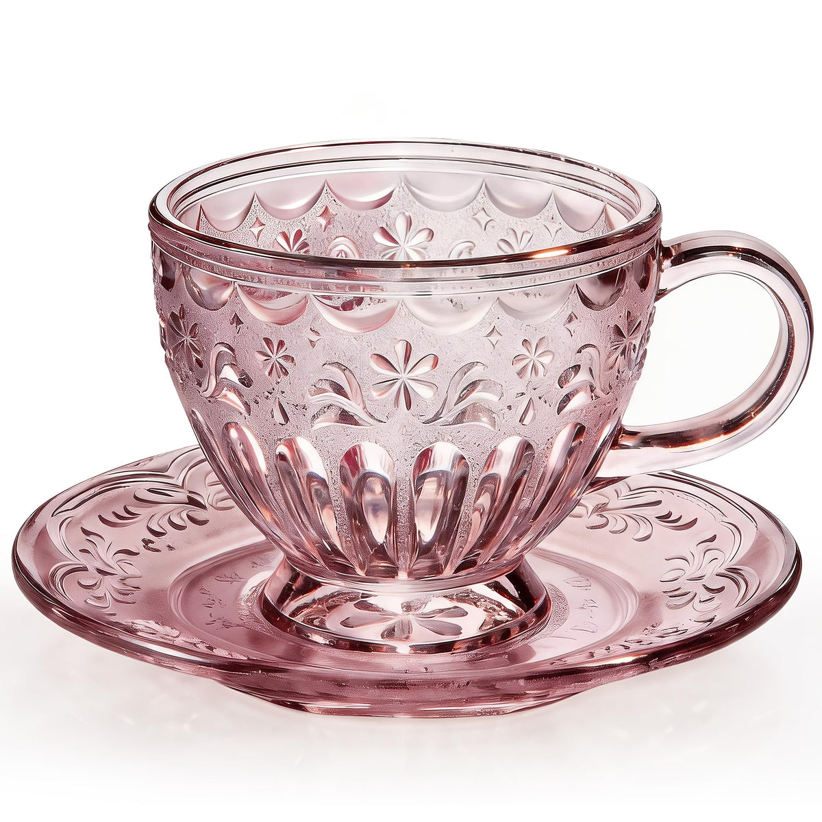 Glass Tea Cup and Saucer Set, 12 oz N5112