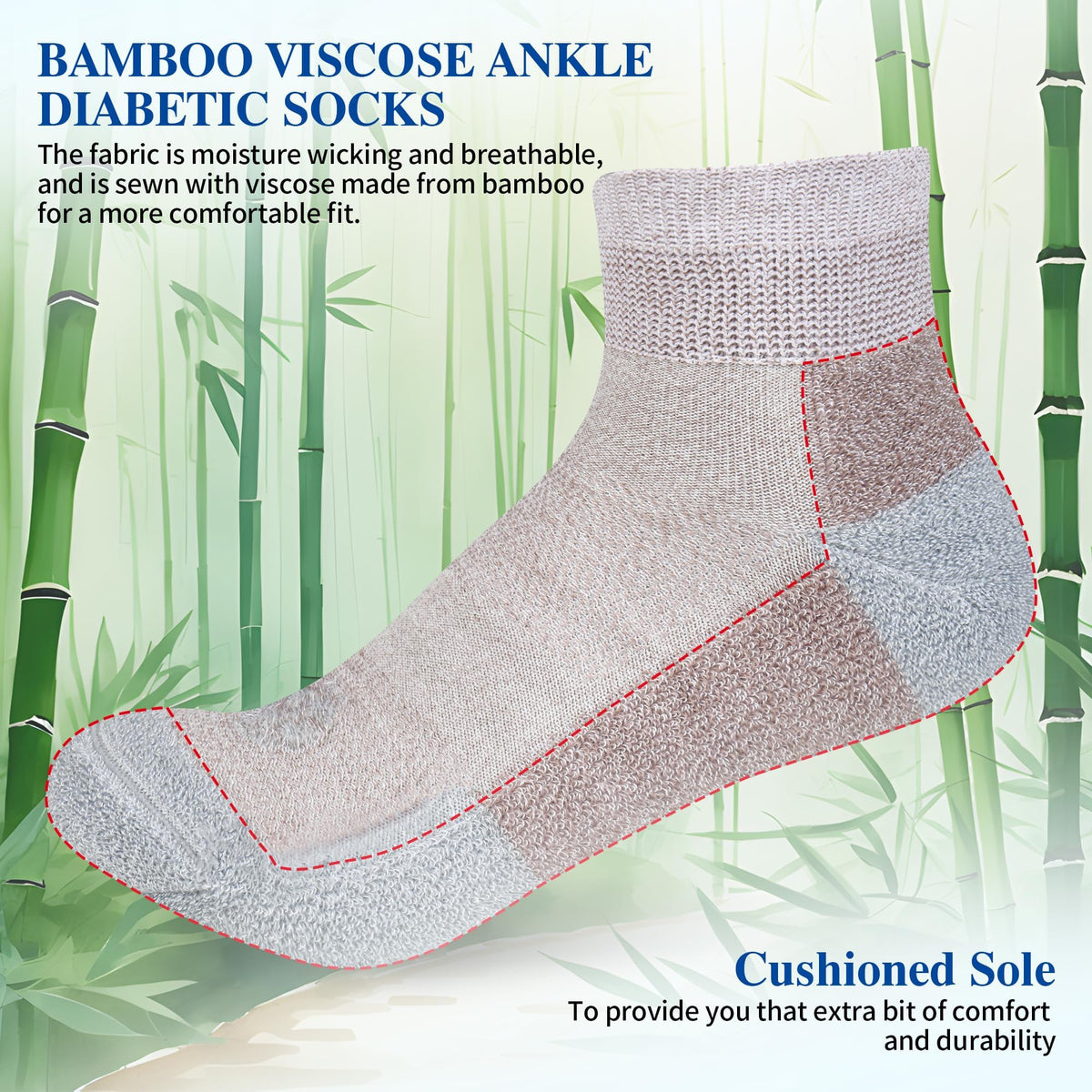 Diabetic Socks for Men, 10 Pairs Ankle & Low Cut Size 9-15 B471