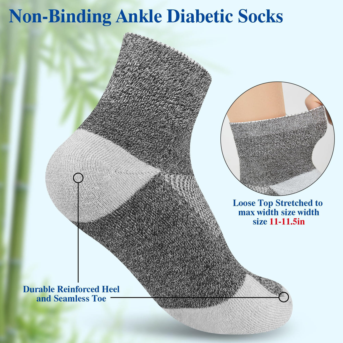Diabetic Socks for Men, 10 Pairs Ankle & Low Cut Size 9-15 B471